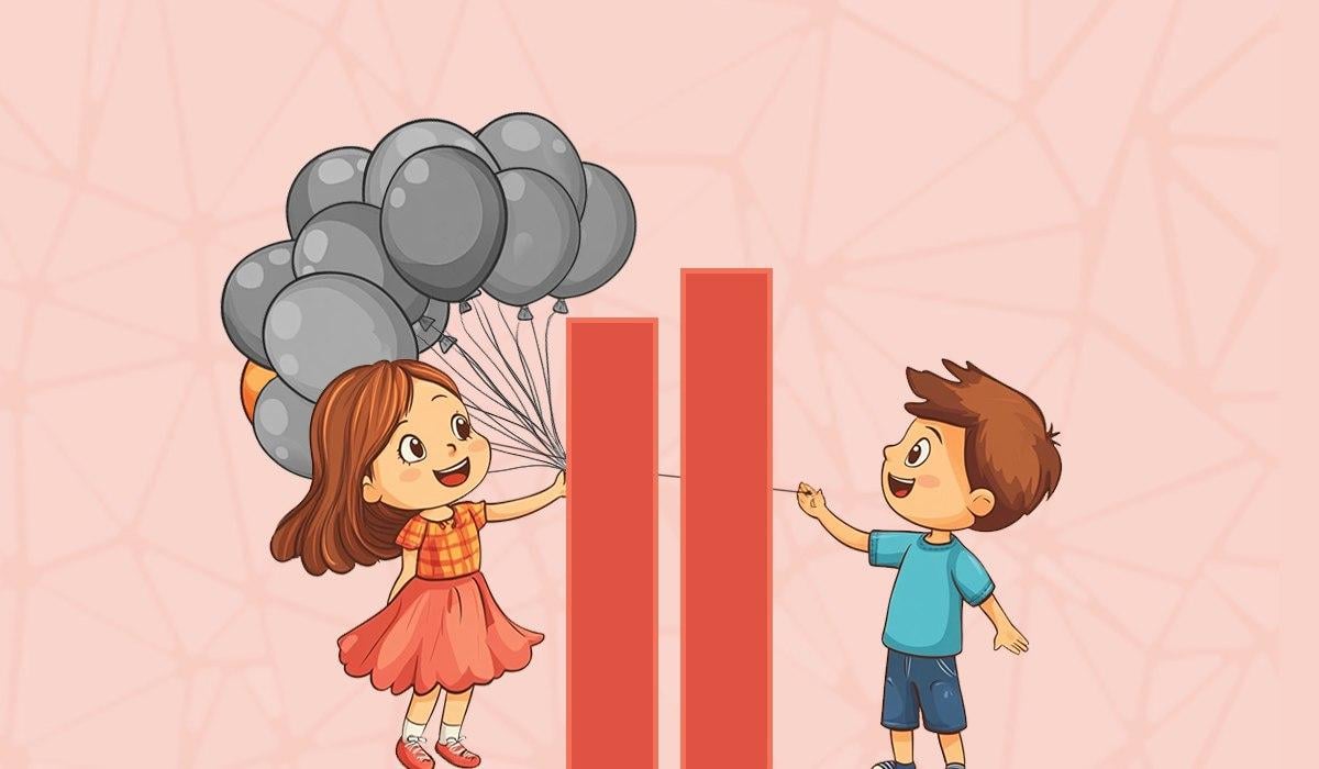 Pojke som håller i en orange ballong / collage med Moje-foto